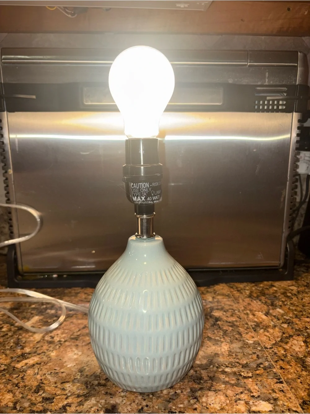 Textured Ceramic Table Lamp - Light Blue